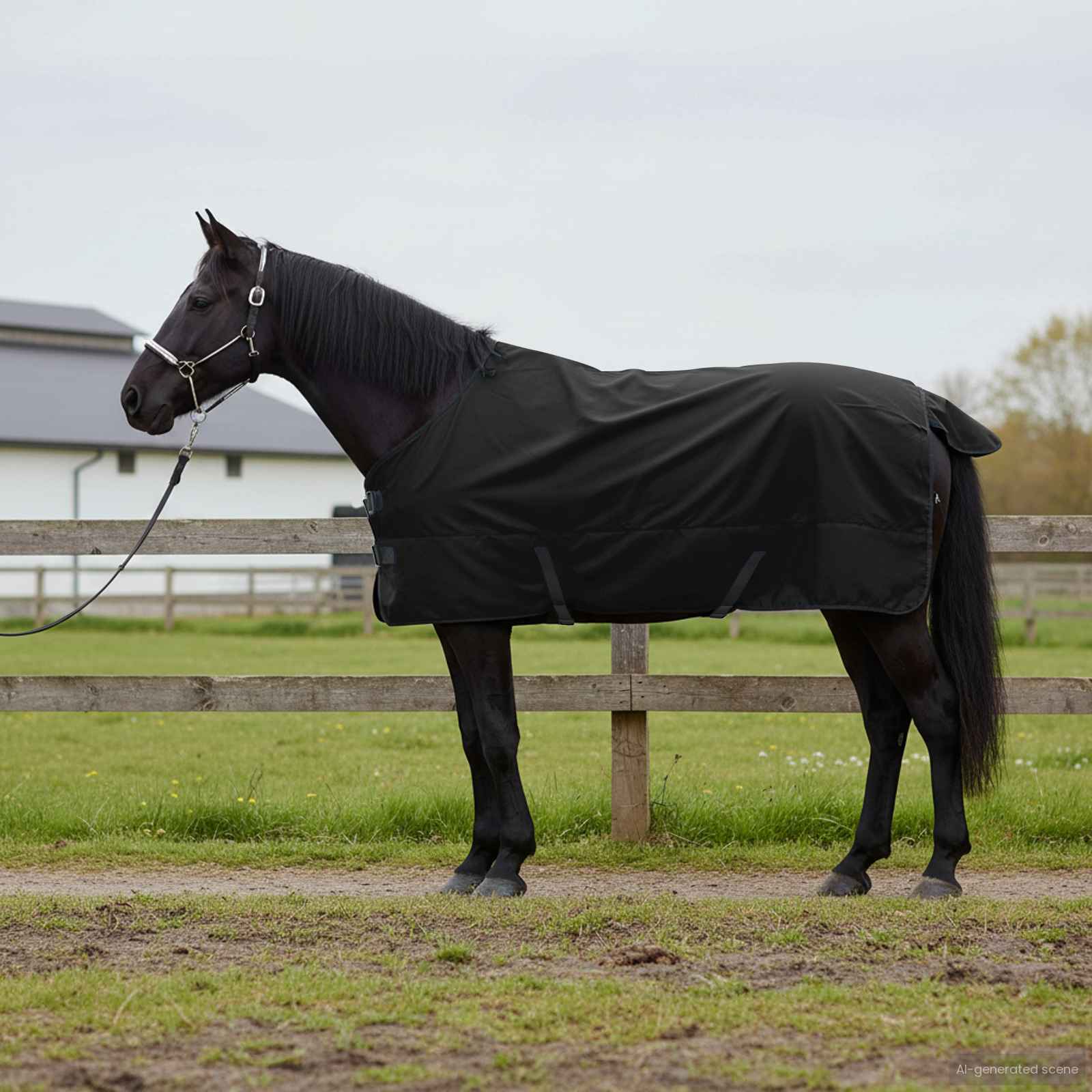 Cobertor de cavalo verde escuro e preto 115 cm poliéster