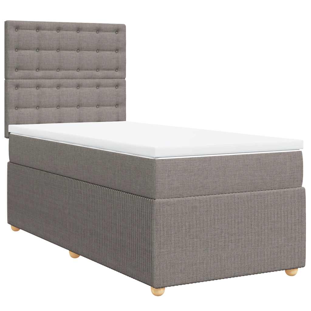 Cama com molas/colchão 100x200 cm tecido cinza-acastanhado