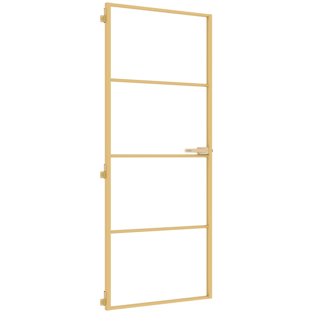 Porta interior 83x201,5 cm vidro temperado e alumínio dourado