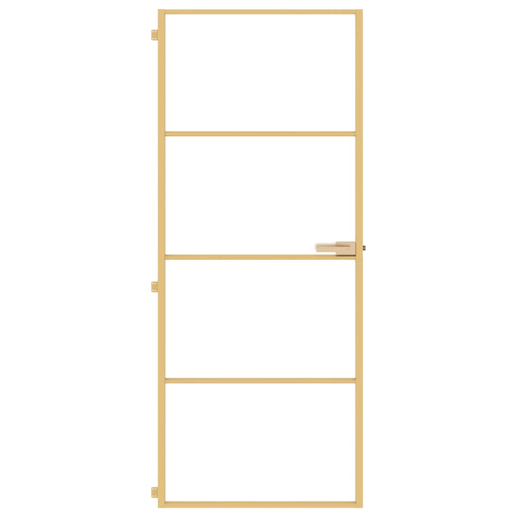 Porta interior 83x201,5 cm vidro temperado e alumínio dourado