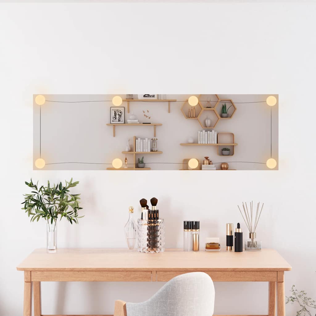 Espelho de parede retangular com luzes LED 30x100 cm vidro