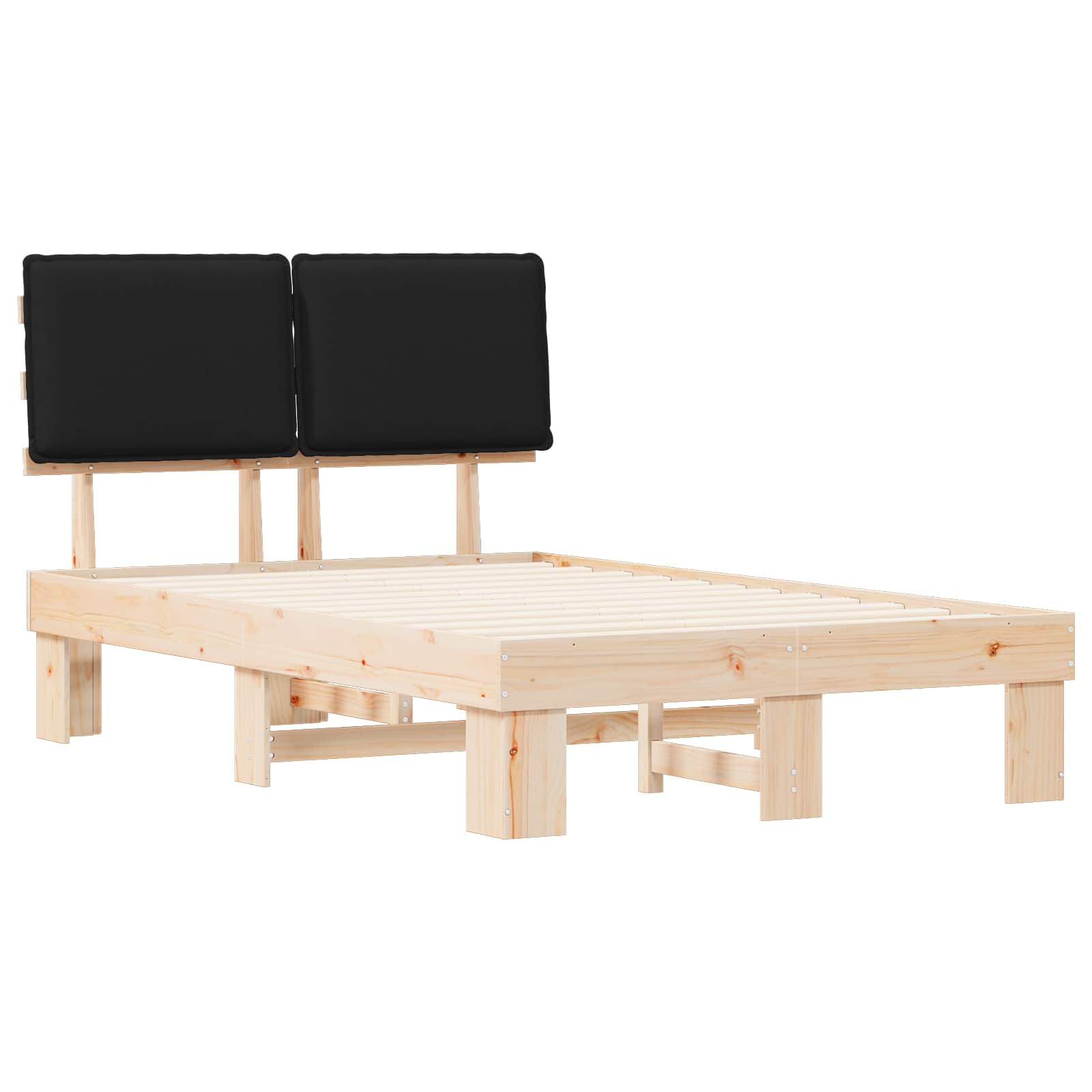 Estrutura de cama com cabeceira estofada preto 120 x 200 cm