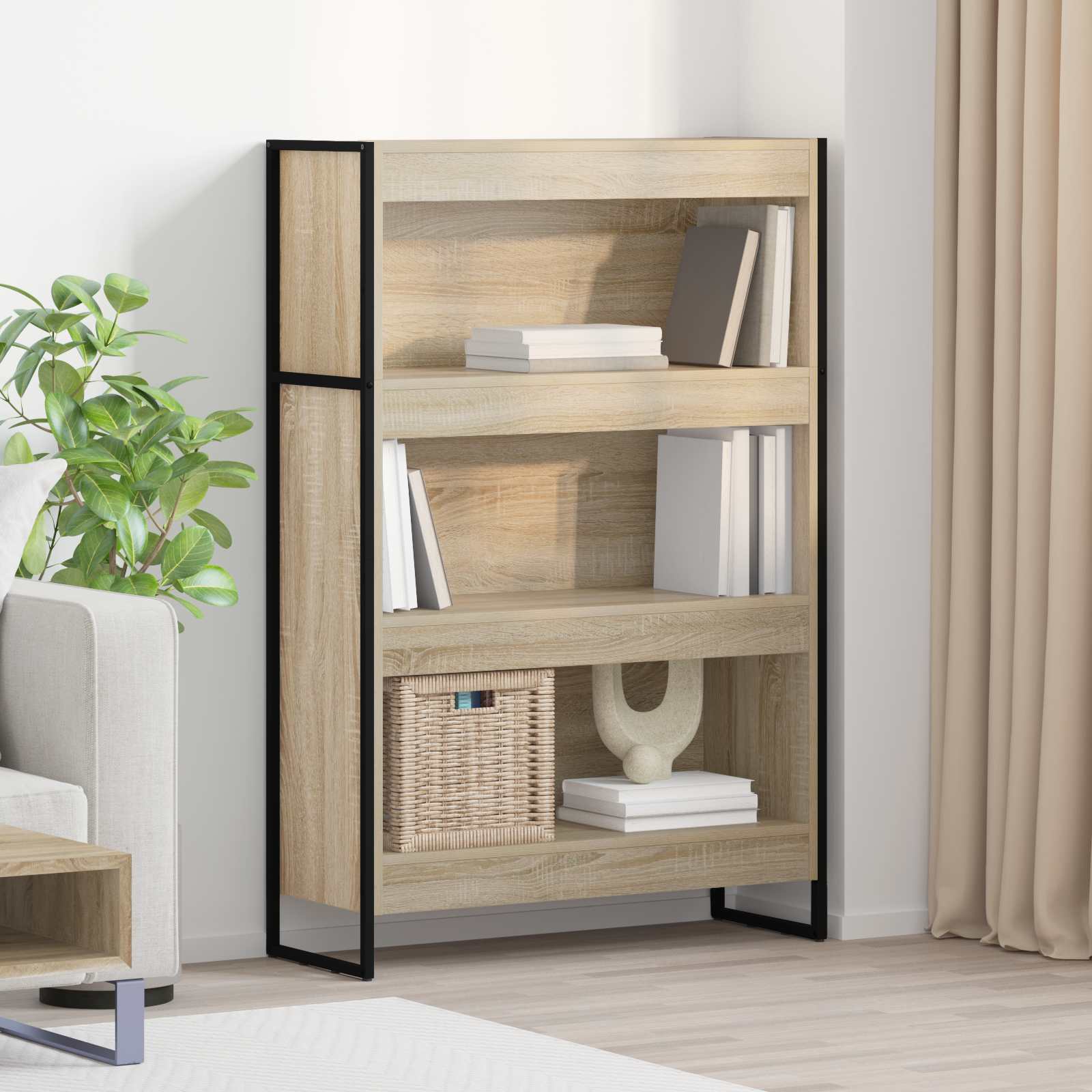 Gabinete de livros 80 x 30 x 121 cm derivados de madeira sonoma