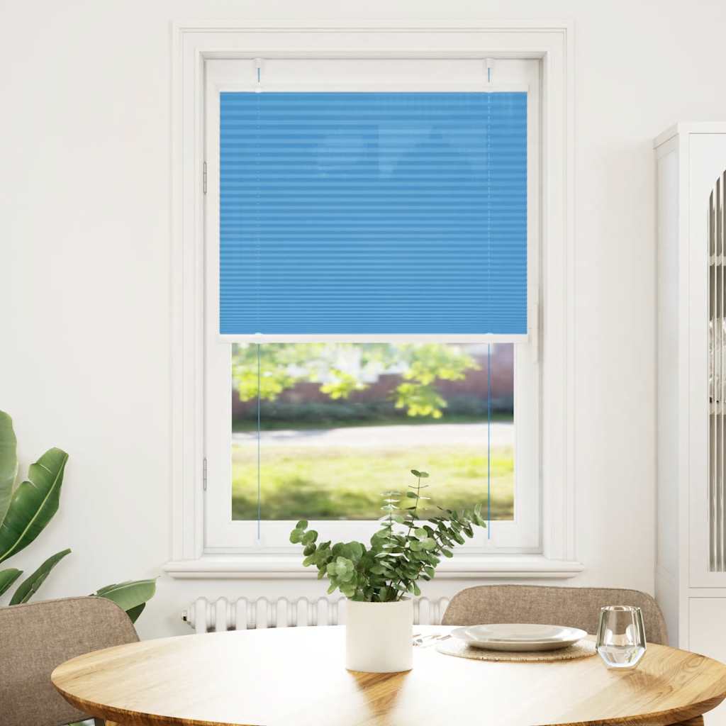 Azul plissada cega 75x150 cm largura tecido 74,4 cm poliéster