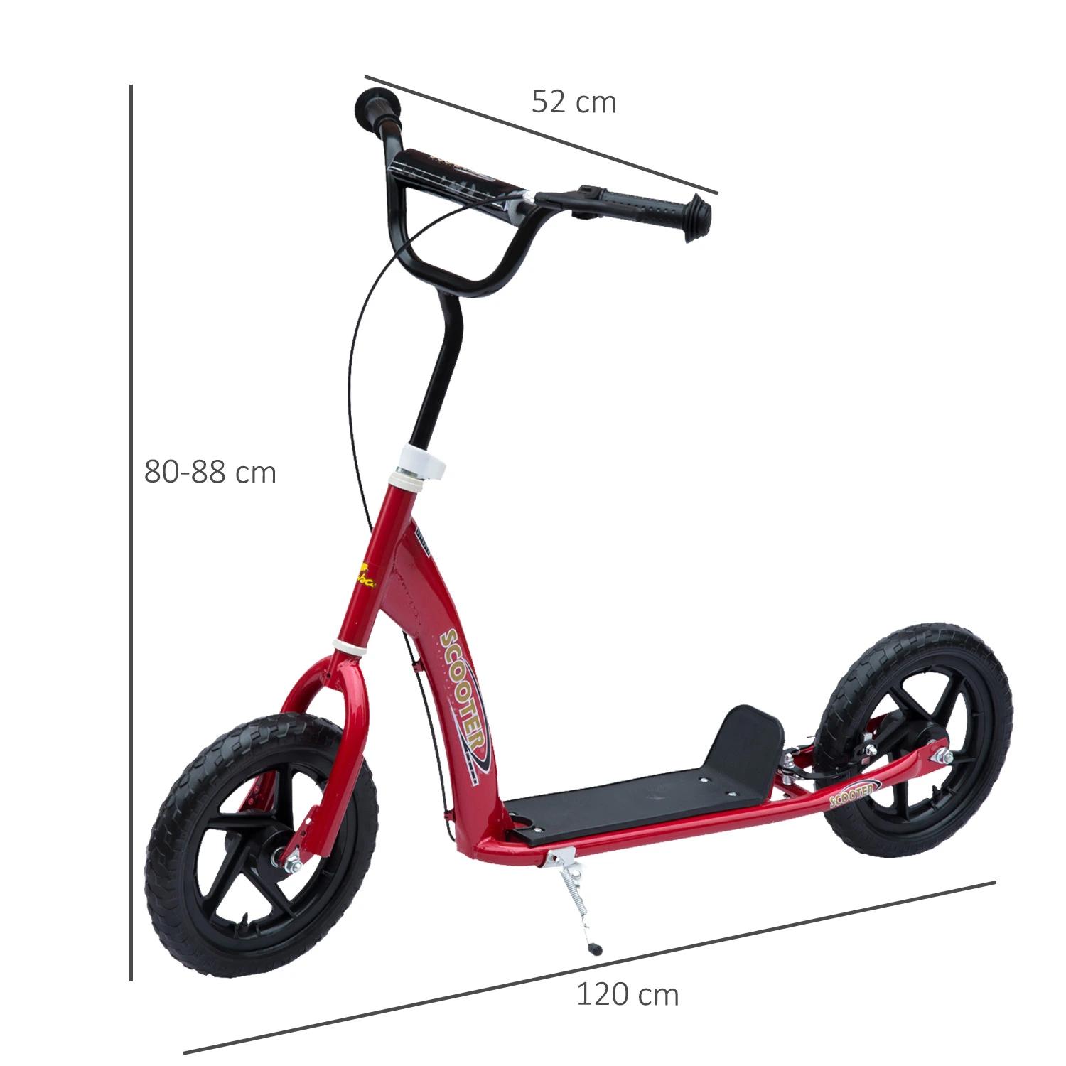 Trotinete para Crianças acima de 5 anos Scooter de 2 Rodas Grandes de 12 Polegadas com Freio e Guidão Ajustável em Altura Carga