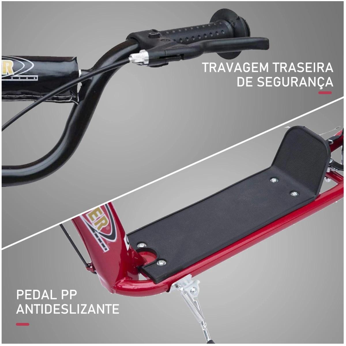 Trotinete para Crianças acima de 5 anos Scooter de 2 Rodas Grandes de 12 Polegadas com Freio e Guidão Ajustável em Altura Carga
