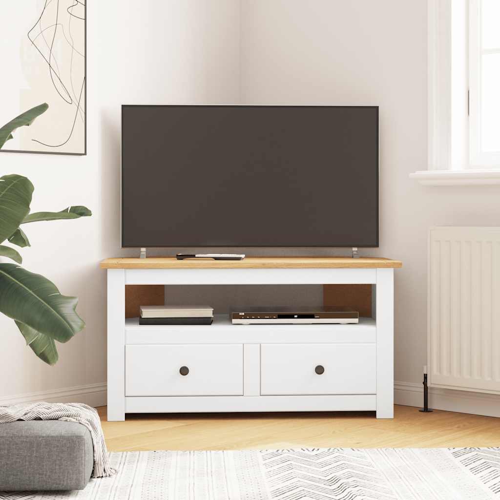 Móvel canto TV 93x49x49 cm madeira pinho maciça panama branco