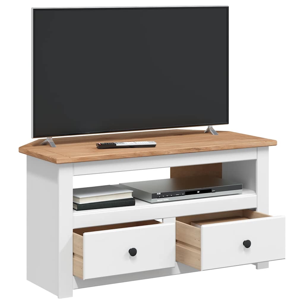 Móvel canto TV 93x49x49 cm madeira pinho maciça panama branco