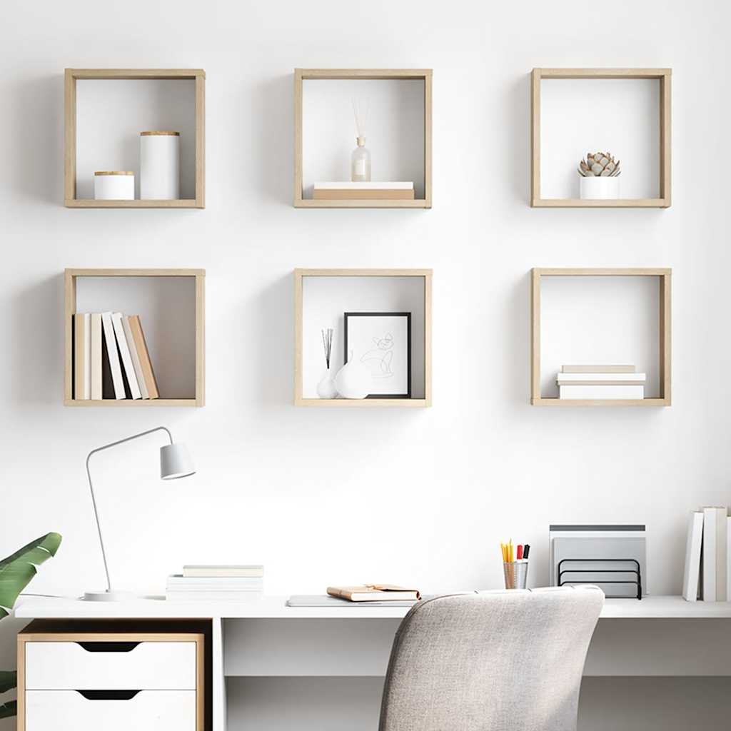 Prateleiras de parede em forma de cubo 6 pcs 30x15x30cm sonoma