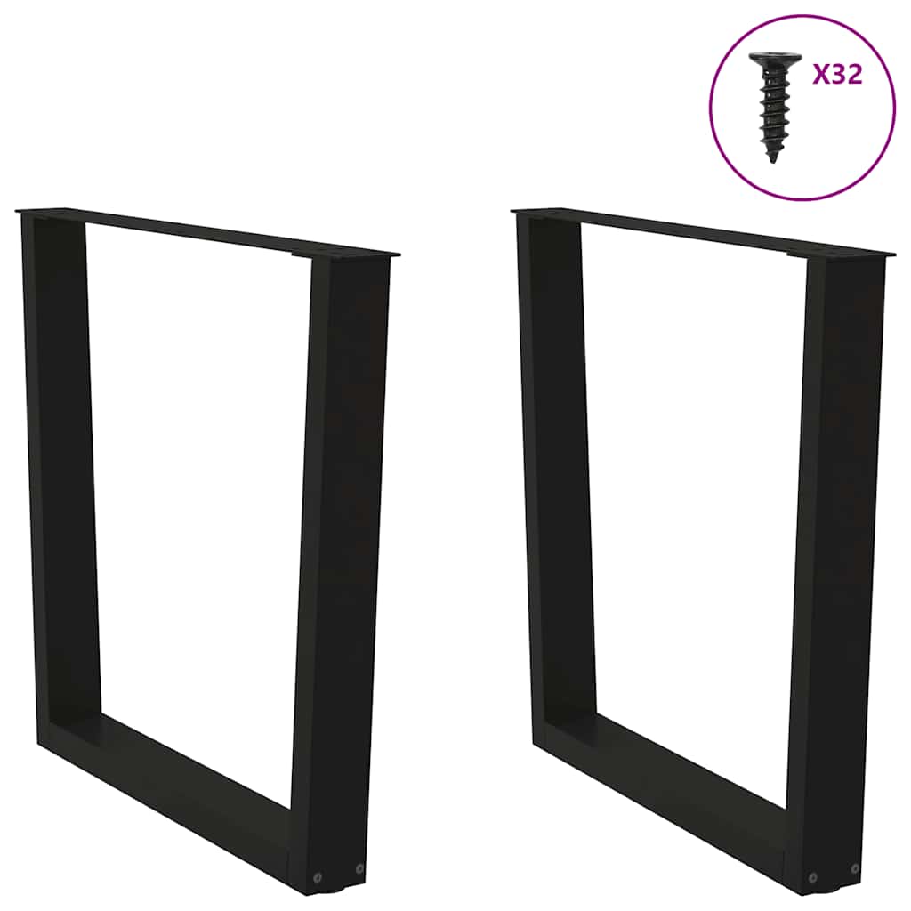 Pernas para mesa de jantar em v, 2 peças, pretas, 90x (72-73,3) cm, aço