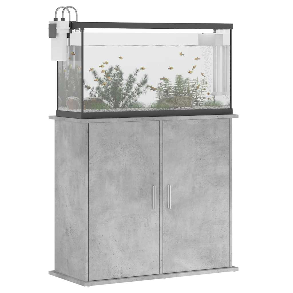 Suporte para aquário 81x36x73 cm, concreto cinza, madeira projetada