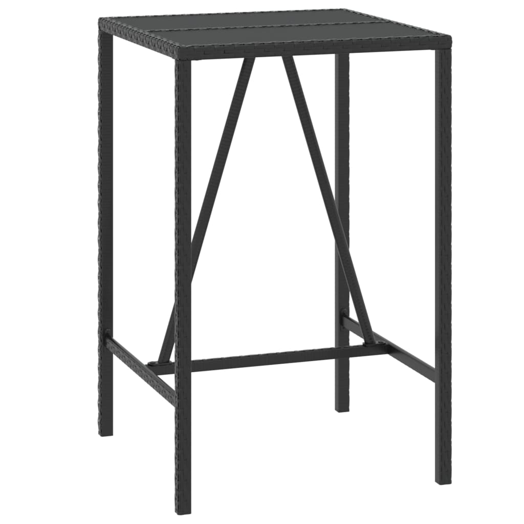 5 Pcs conjunto de bar p/ jardim c/ almofadões vime PE preto