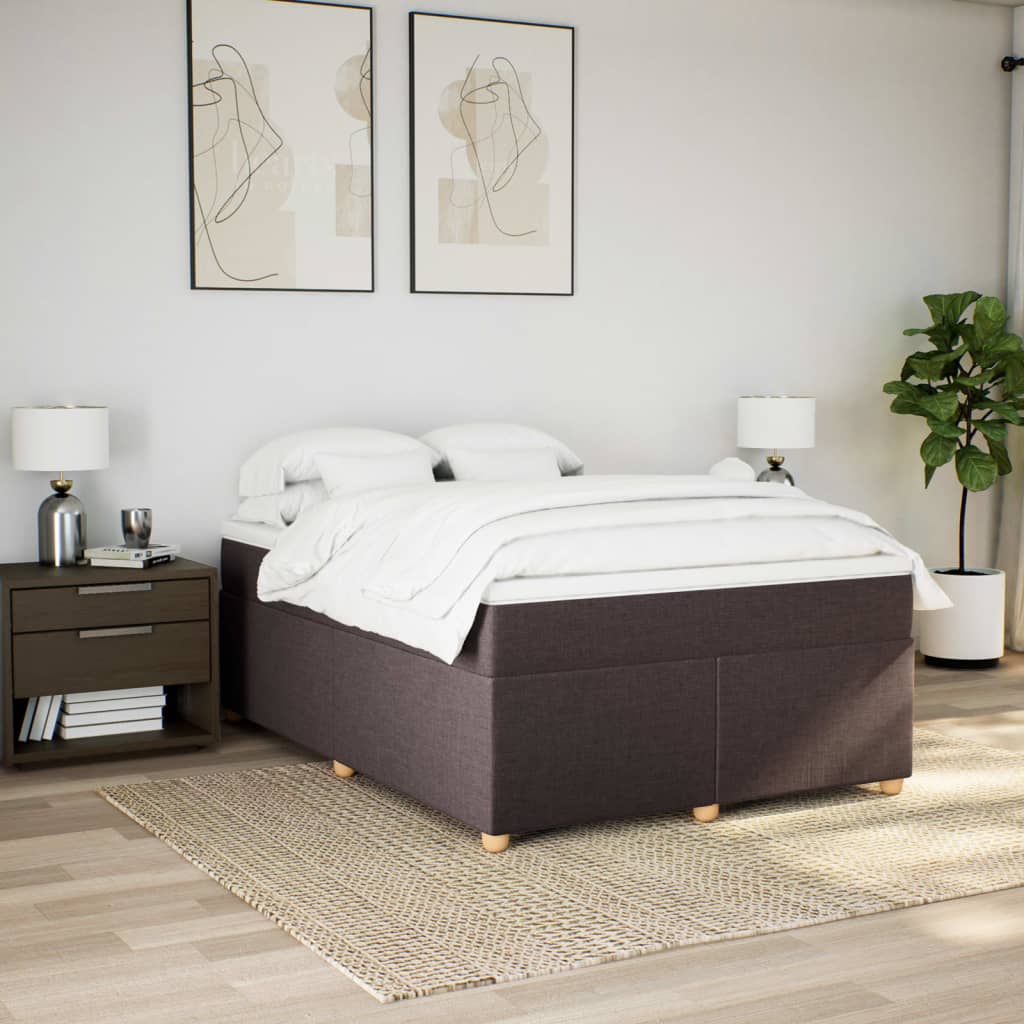 Cama com molas/colchão 140x190 cm tecido castanho-escuro