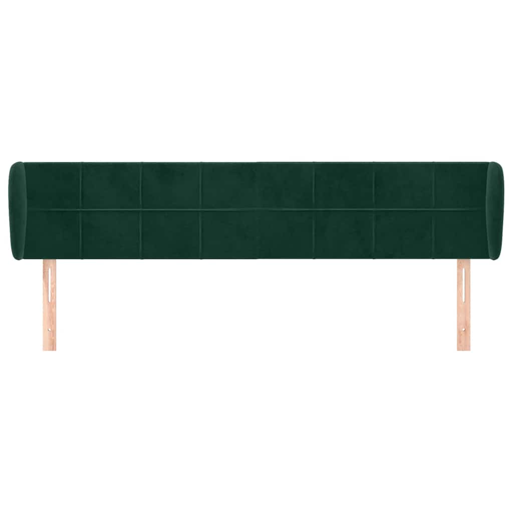 Cabeceira de cama c/ abas veludo 163x23x78/88cm verde-escuro
