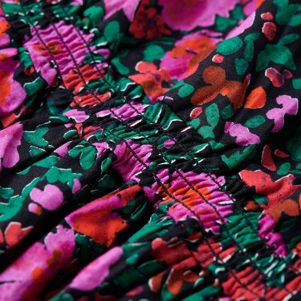 Vestido de criança com mangas compridas rosa-brilhante 92