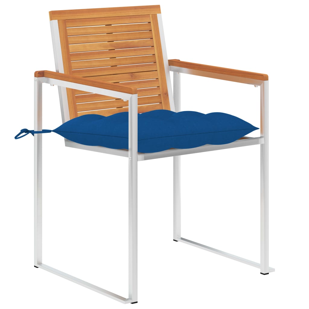 Cadeiras de jardim com almofadões 2 pcs acácia maciça e aço
