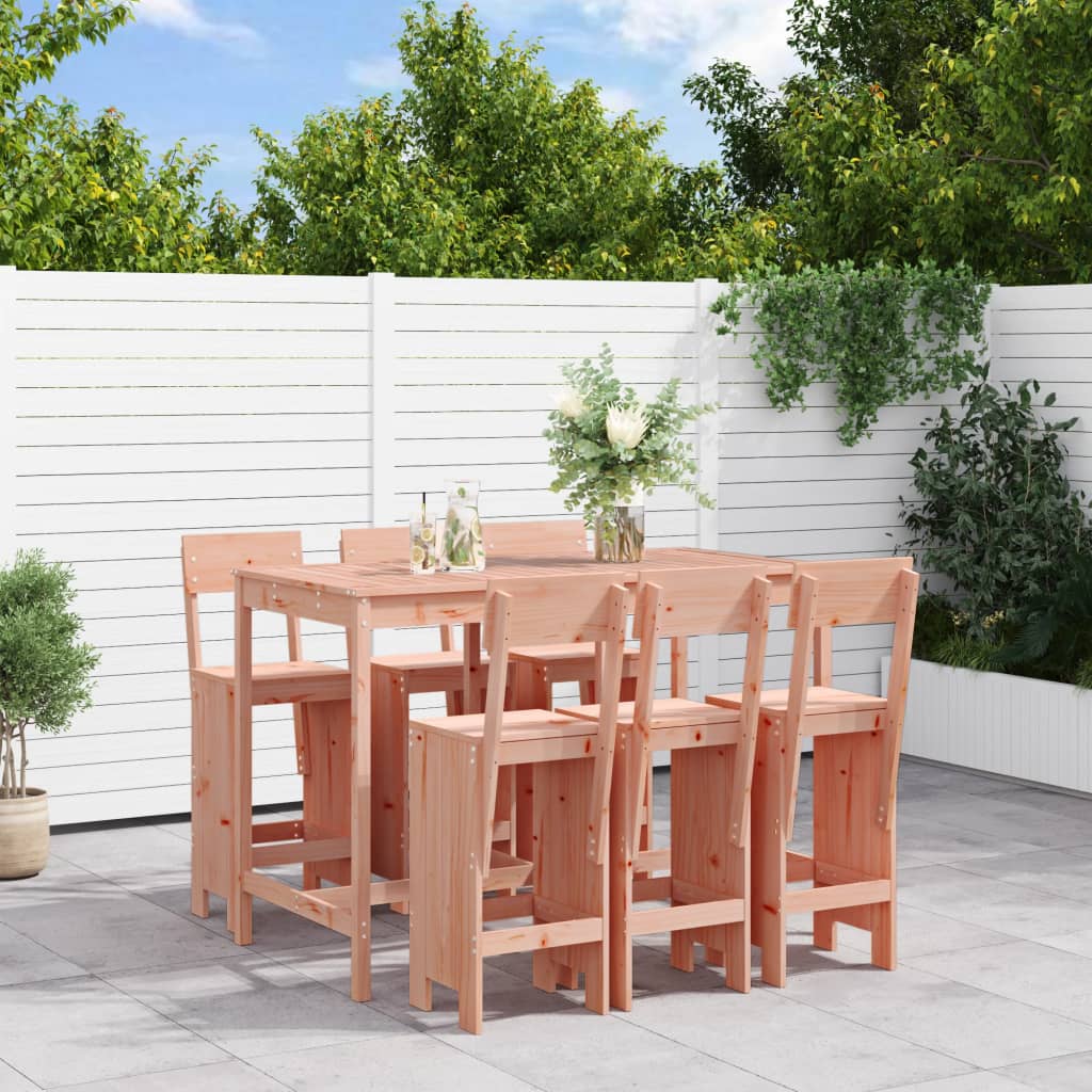 7 Pcs conjunto de bar para jardim madeira de douglas maciça