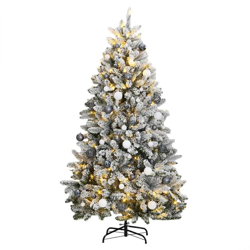 Árvore natal artificial articulada c/ 300 luzes LED+bolas 210cm
