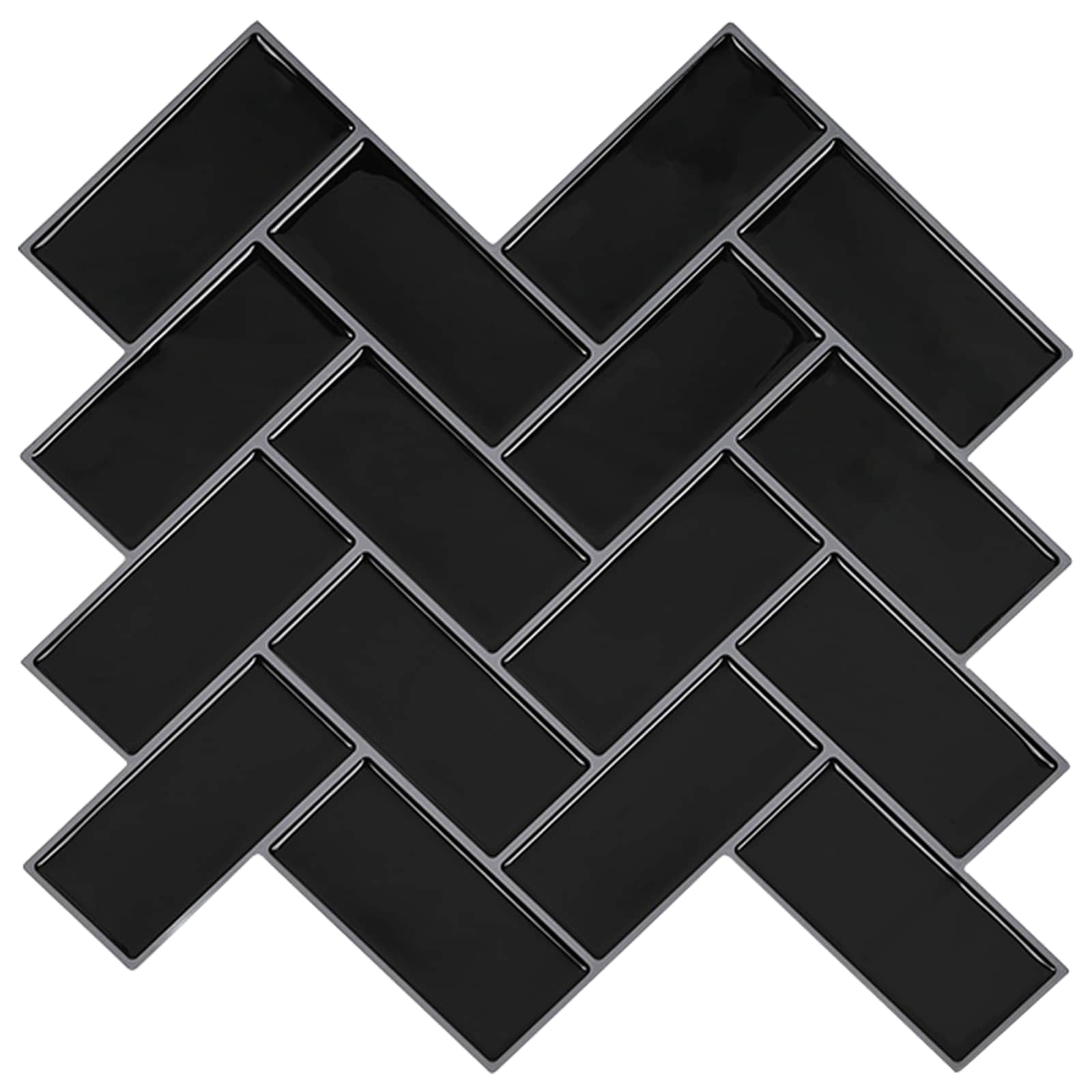 Azulejo chevron 10 unid. preto 30 x 30 cm poliuretano e PET