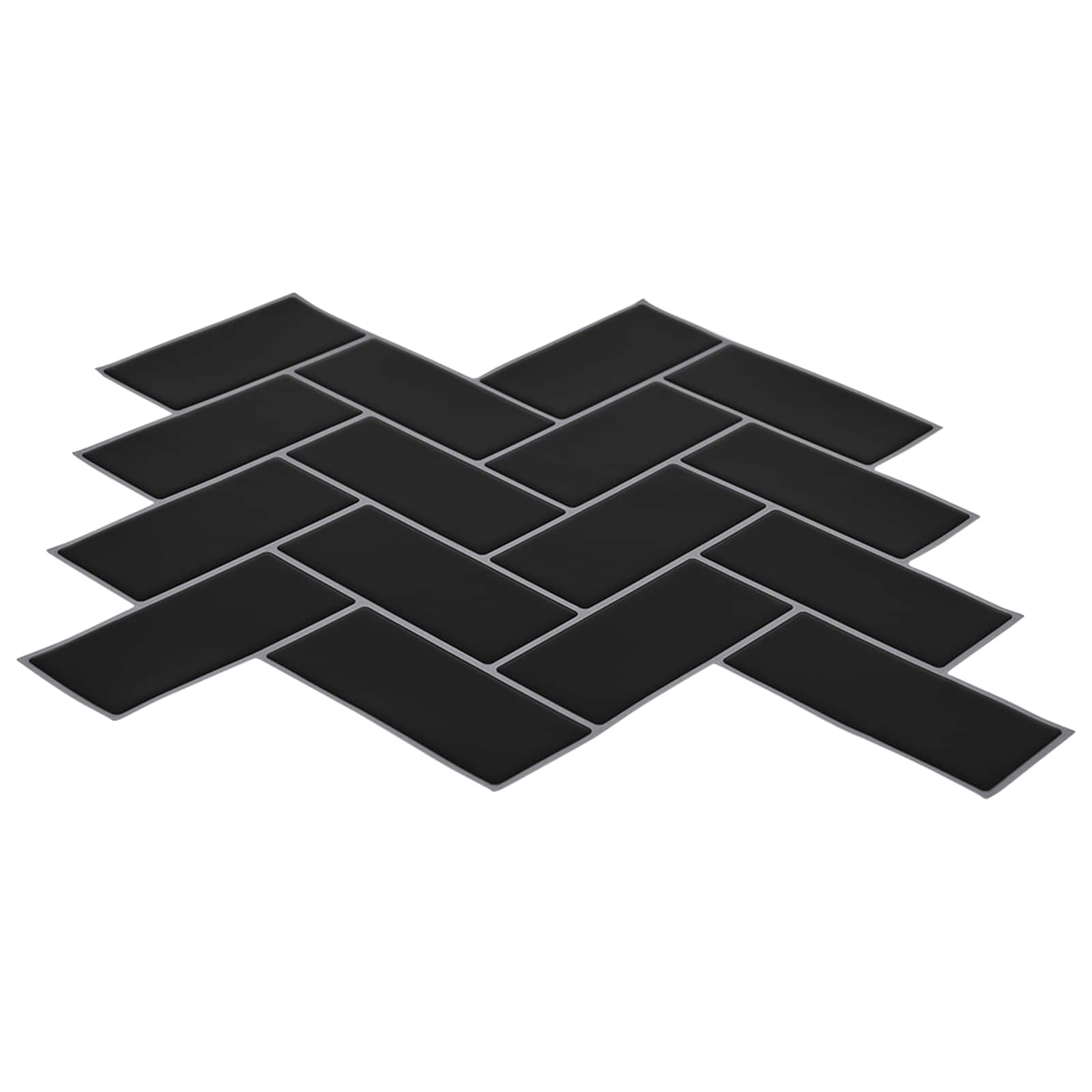 Azulejo chevron 10 unid. preto 30 x 30 cm poliuretano e PET