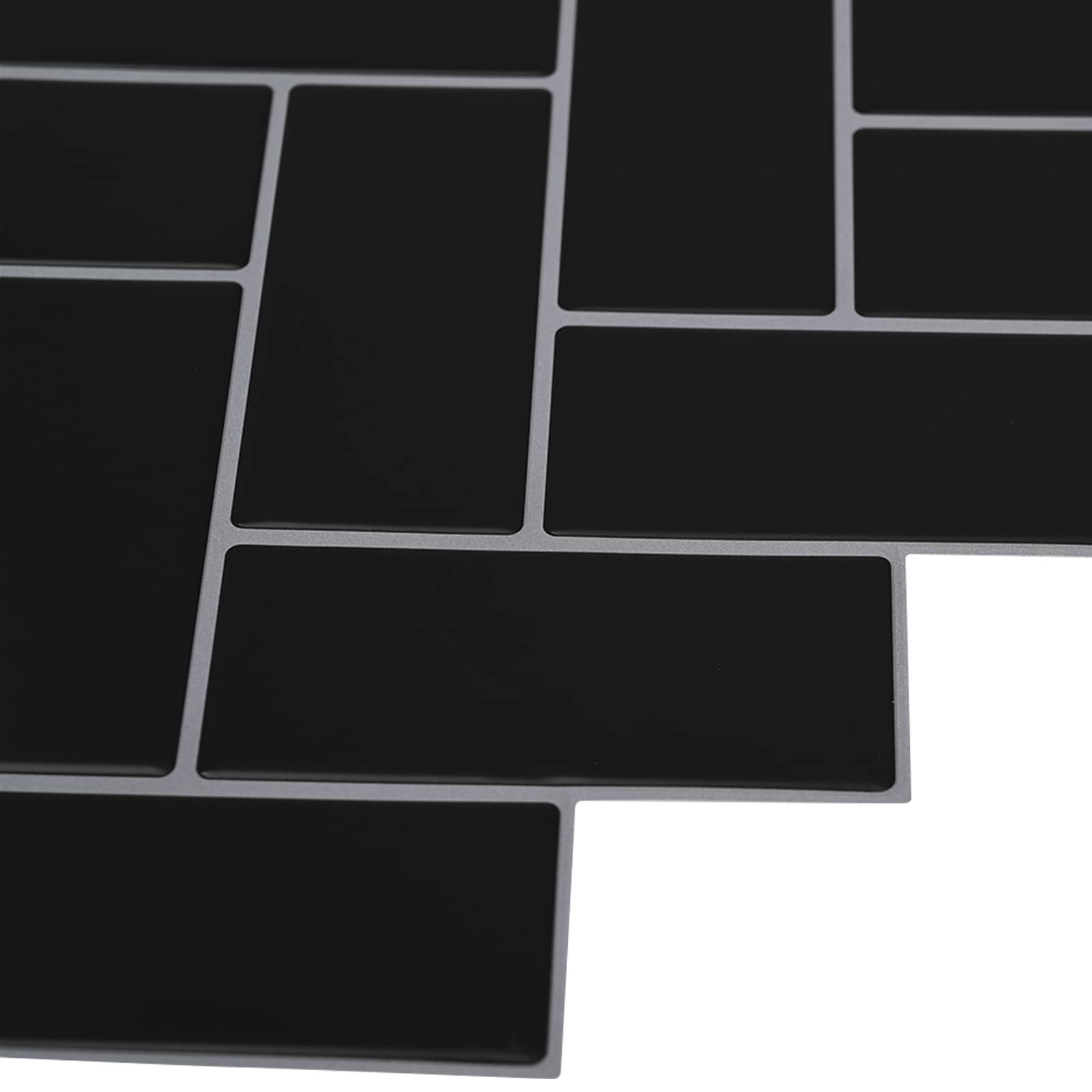 Azulejo chevron 10 unid. preto 30 x 30 cm poliuretano e PET
