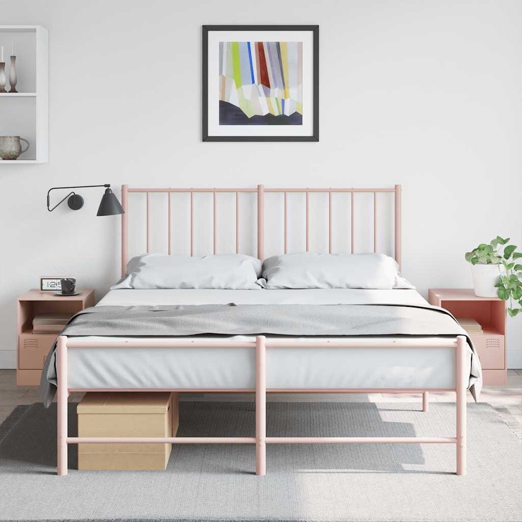 Mesas de cabeceira 2 pcs 34,5x39x44 cm aço rosa