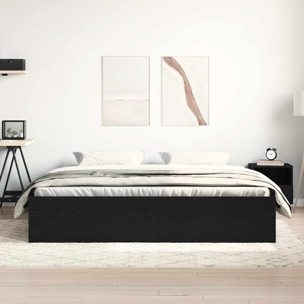 Estrutura de cama sem colchão, carvalho preto, 200x200 cm, madeira engenheirada