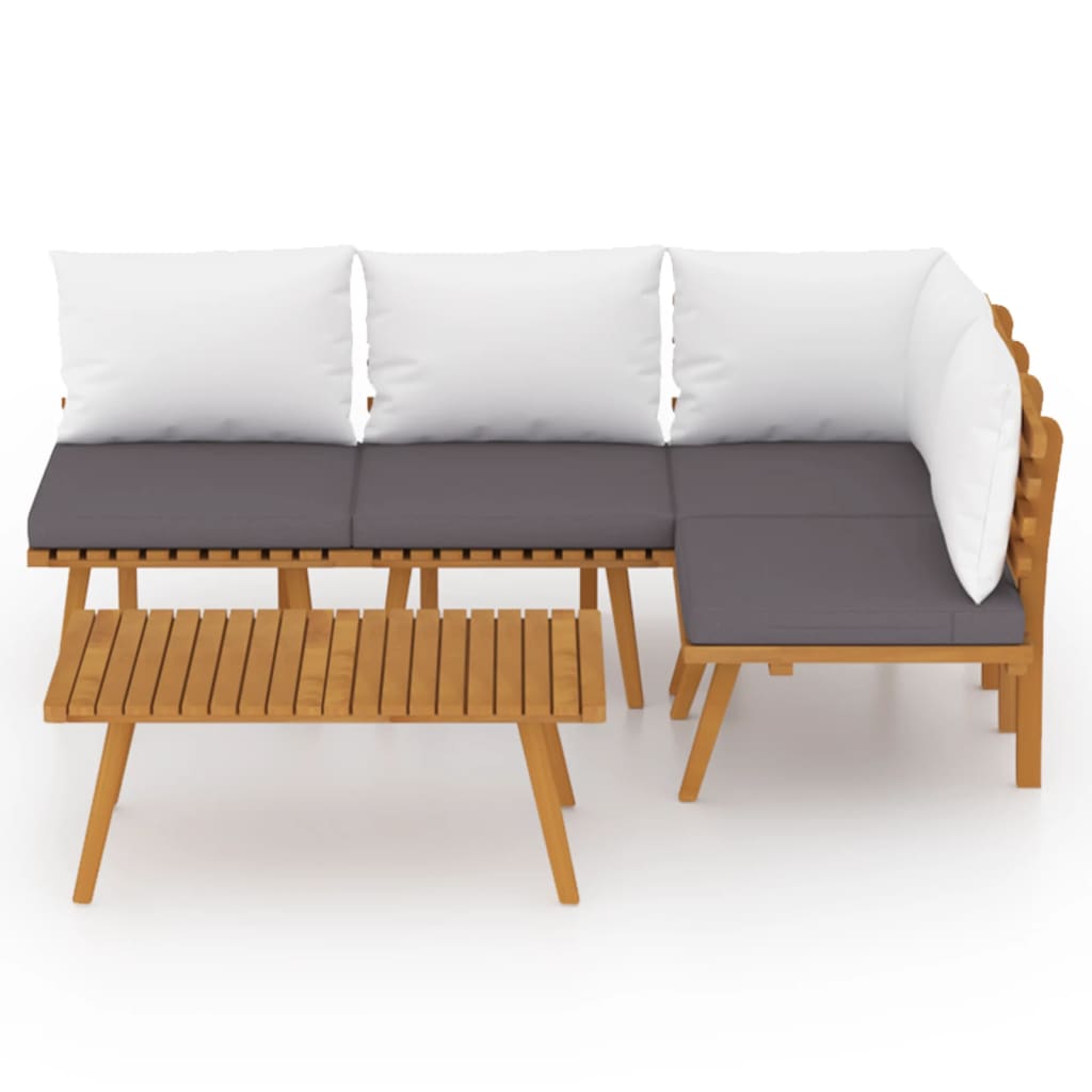 5 Pcs conjunto lounge de jardim com almofadões acácia maciça