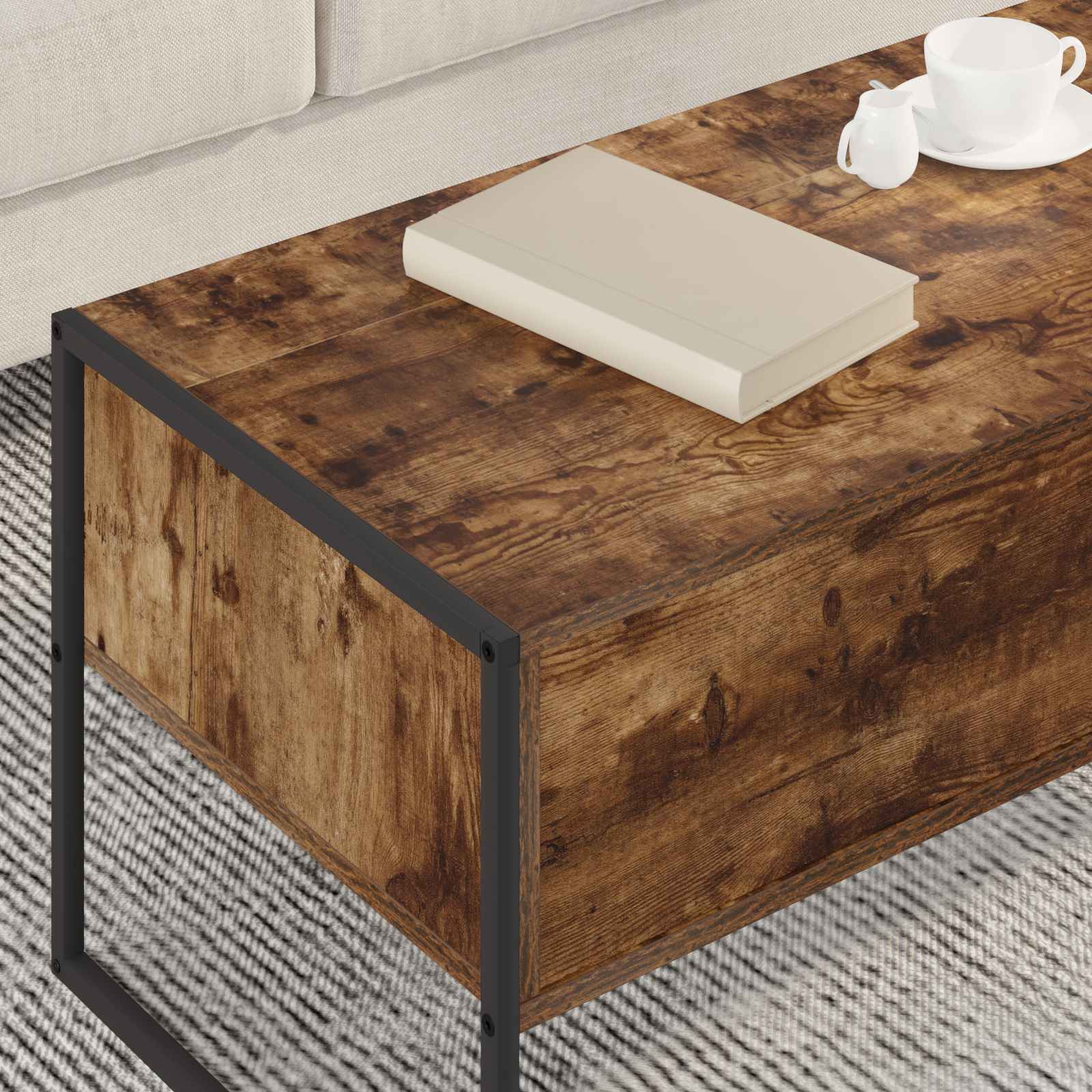 Mesa de centro carvalho fumê 100 x 46 x 40 cm