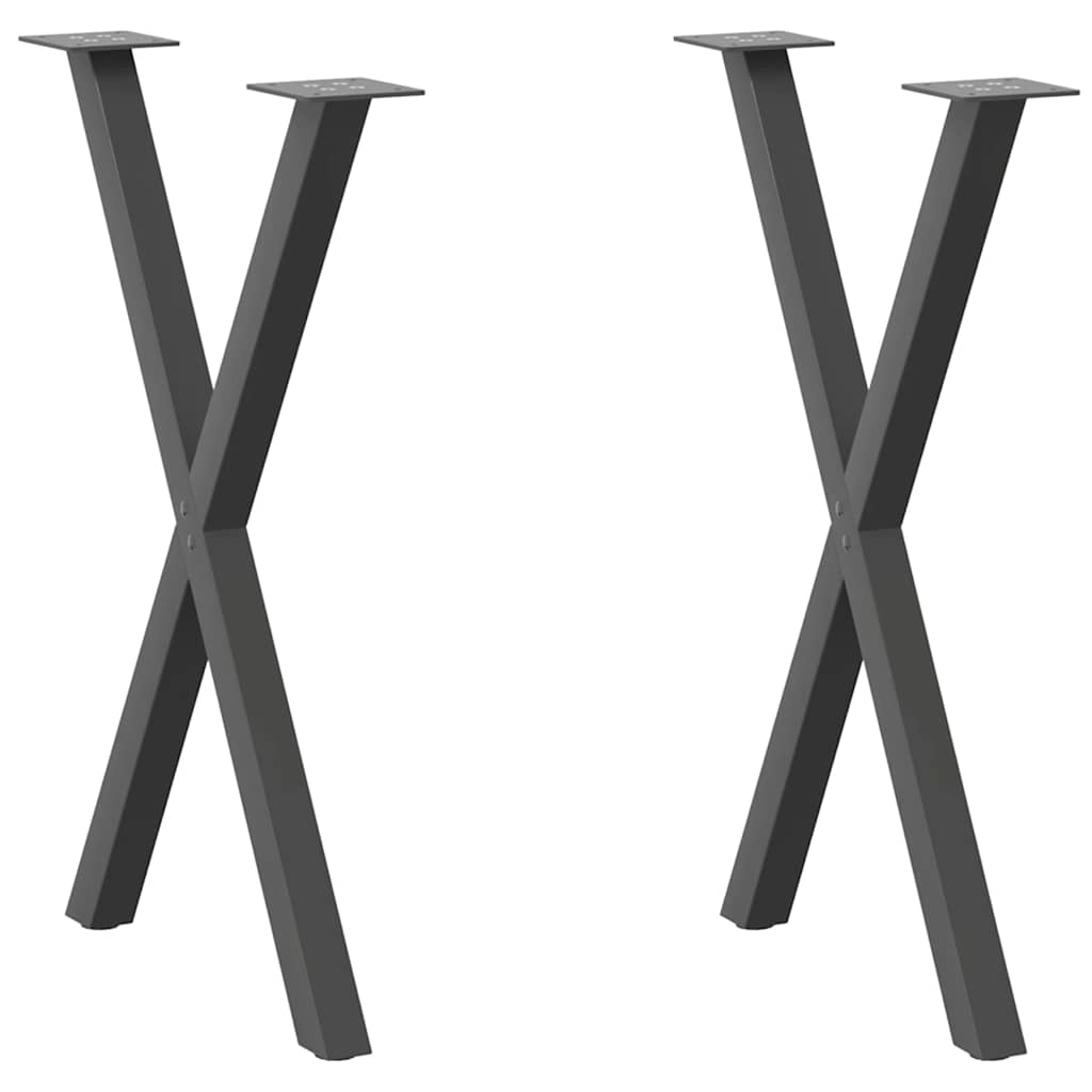 Pés para mesa de jantar em formato de x, 2 peças, antracite, 57x(72-73) cm, aço