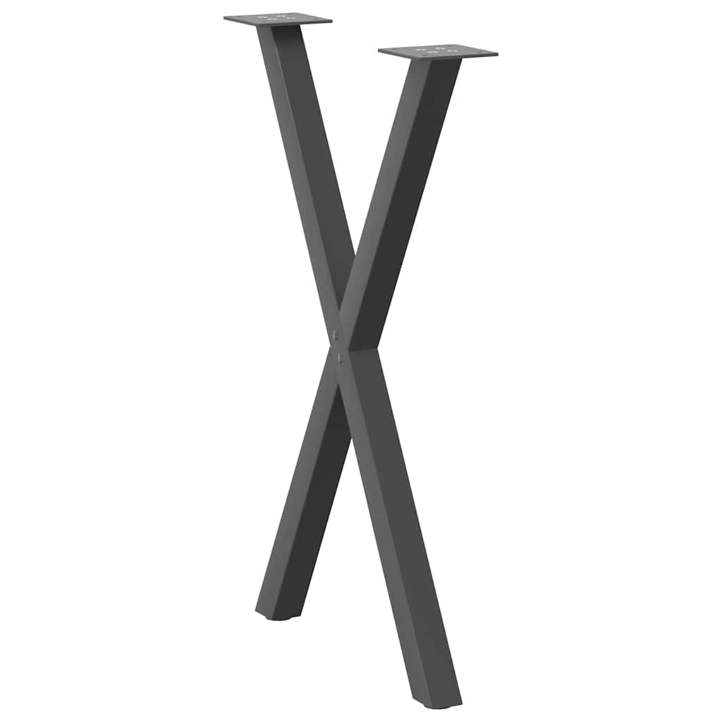 Pés para mesa de jantar em formato de x, 2 peças, antracite, 57x(72-73) cm, aço