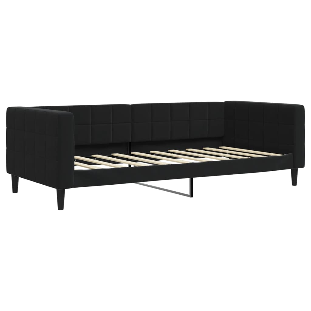 Sofá-cama com gavetão e colchões 90x190 cm veludo preto