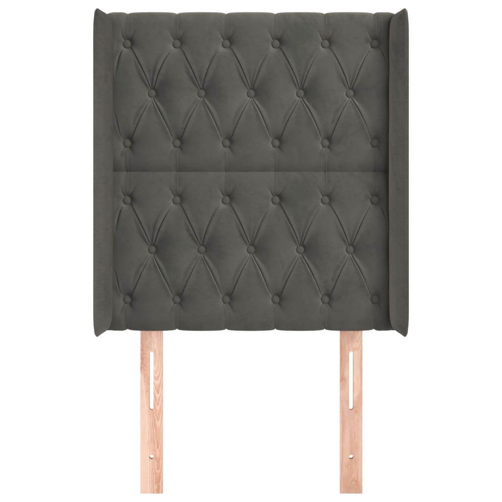 Cabeceira cama c/ abas veludo 83x16x118/128 cm cinzento-escuro