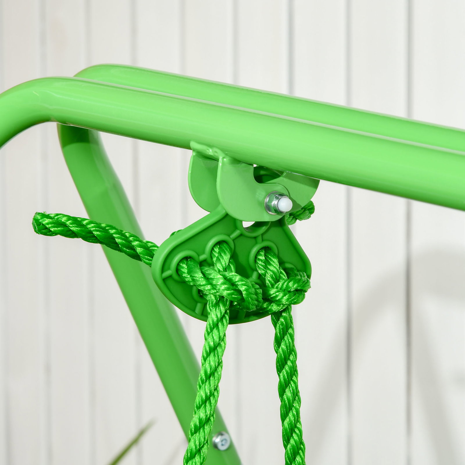Baloiço infantil de aço baloiço para crianças de 6-36 meses com encosto alto e arnês de segurança 122x146x122 cm verde
