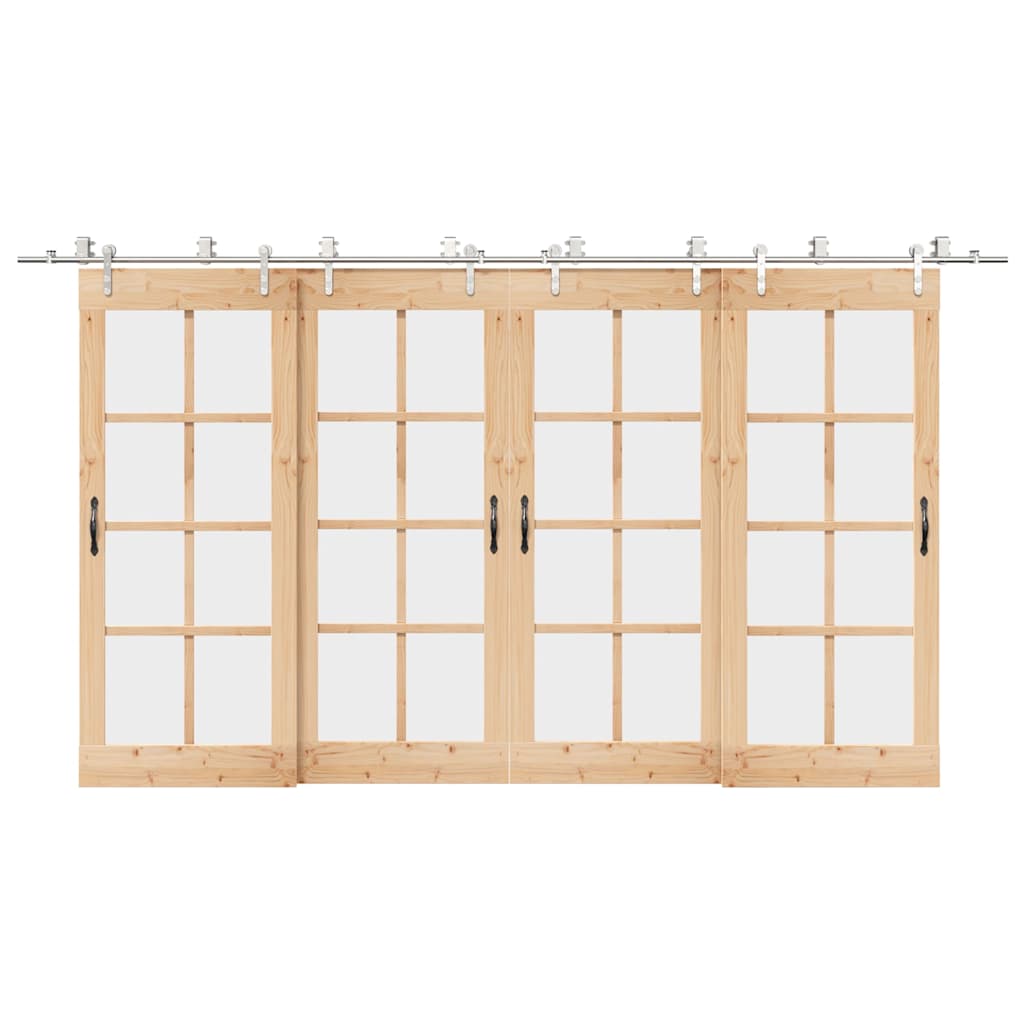 Kit ferragens p/ porta deslizante 400cm aço inoxidável prateado