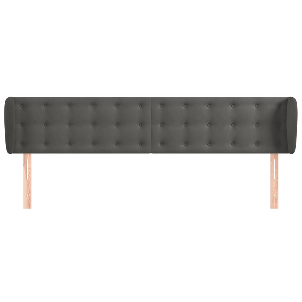 Cabeceira de cama c/ abas veludo 163x23x78/88cm cinzento-escuro