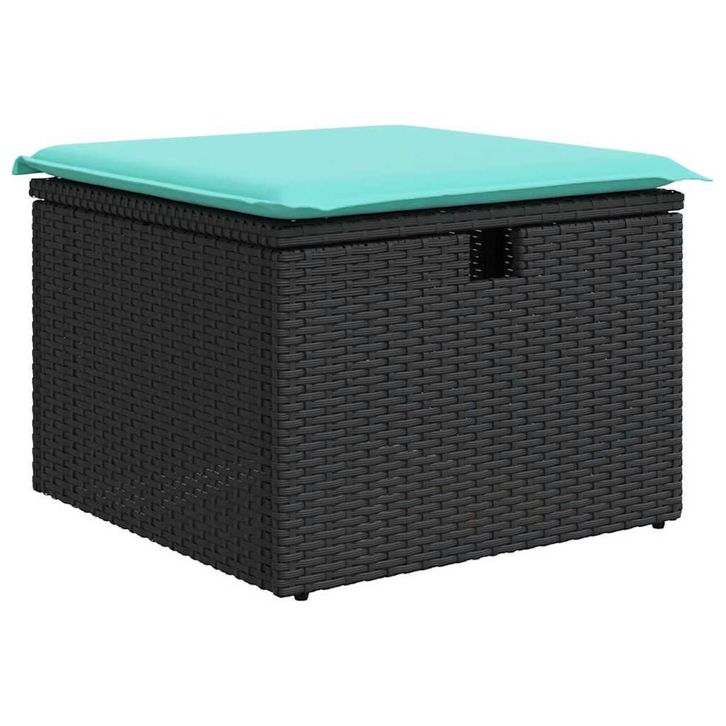 6 Pcs conjunto sofás de jardim c/ almofadões vime PE preto