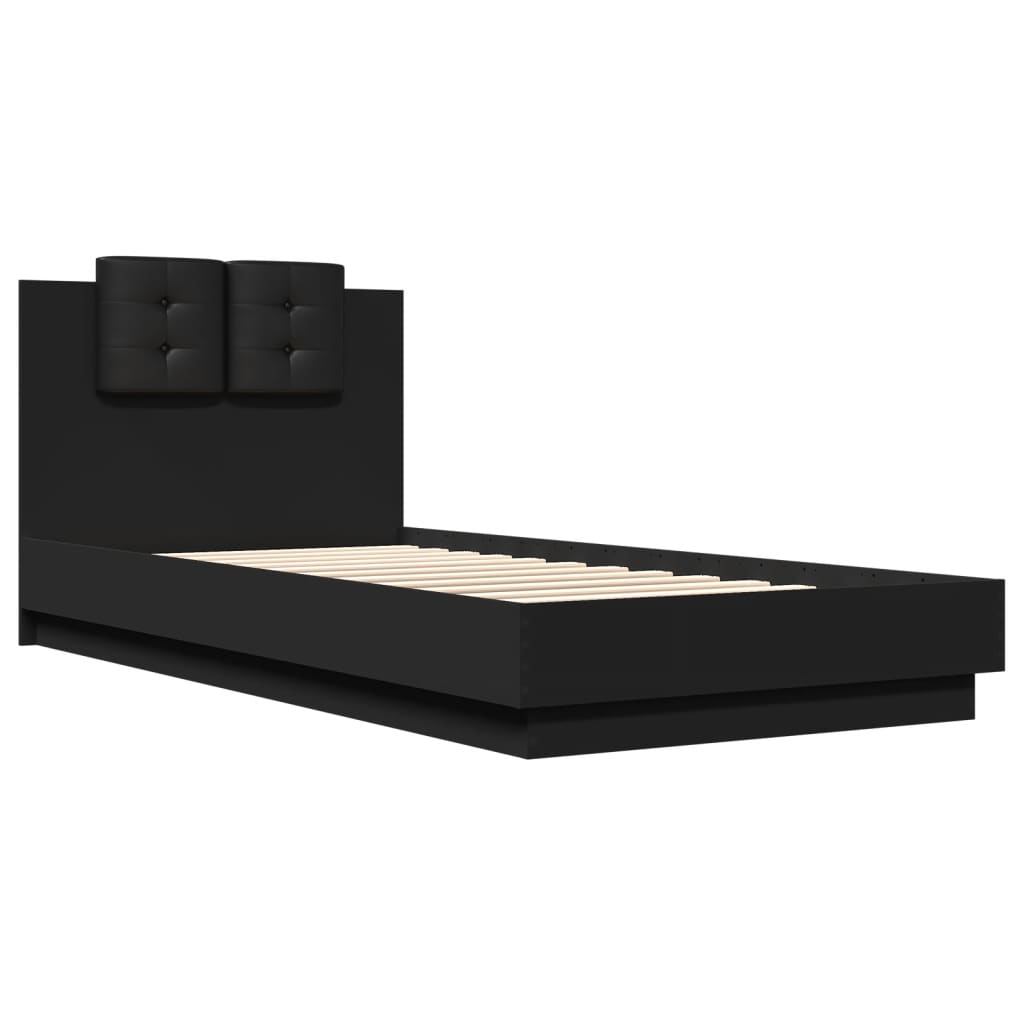Estrutura cama c/ cabeceira 100x200 cm derivados madeira preto