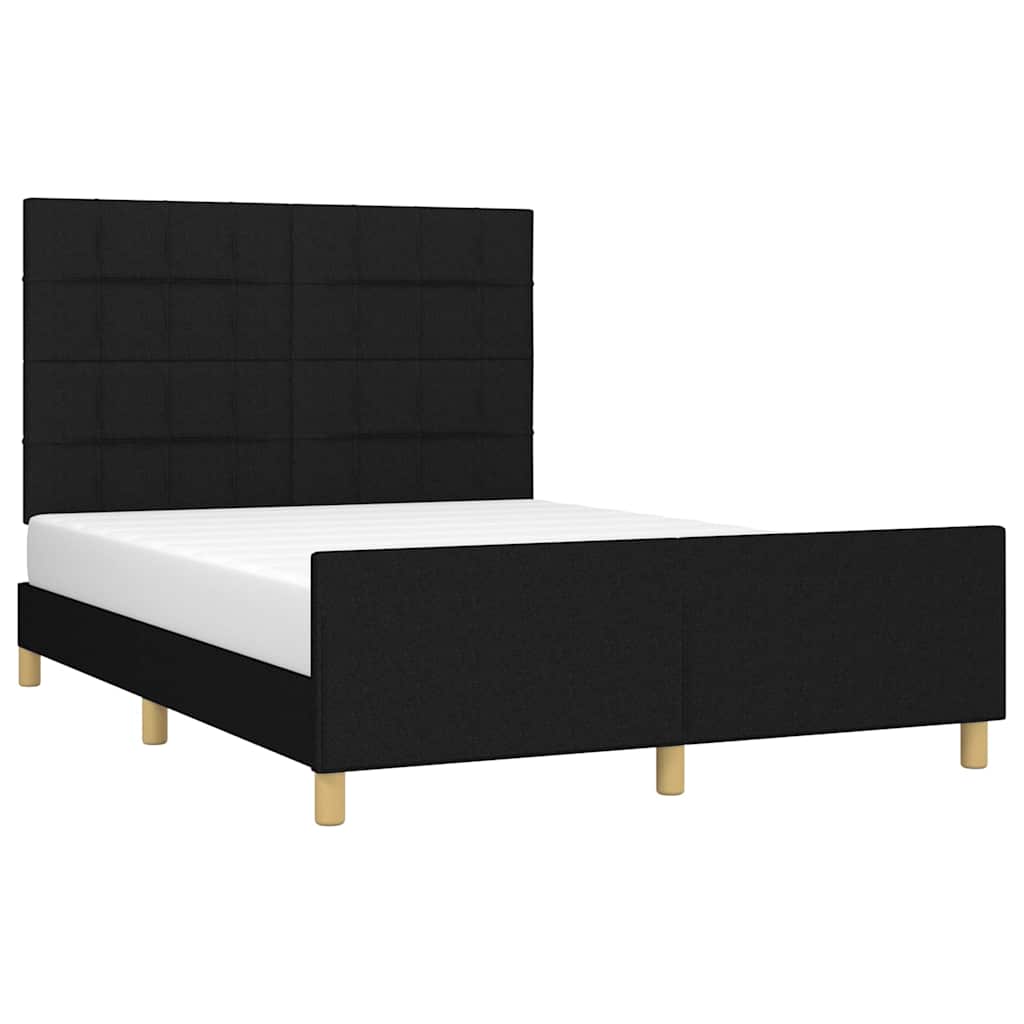 Estrutura de cama sem colchão 140x200 cm tecido preto