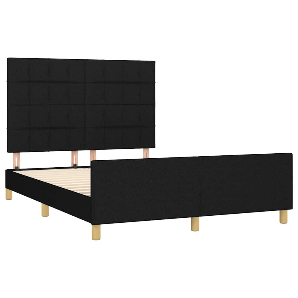 Estrutura de cama sem colchão 140x200 cm tecido preto