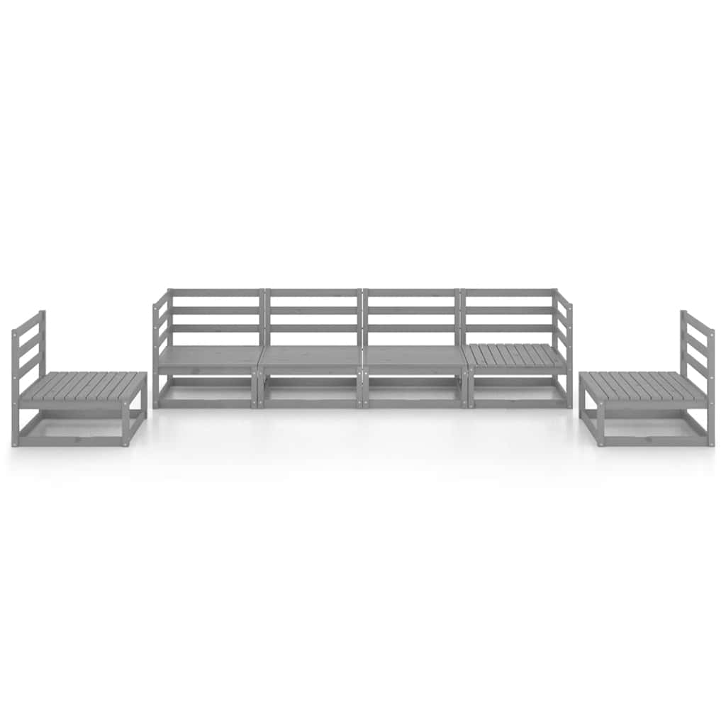 6 Pcs conjunto lounge de jardim pinho maciço cinzento
