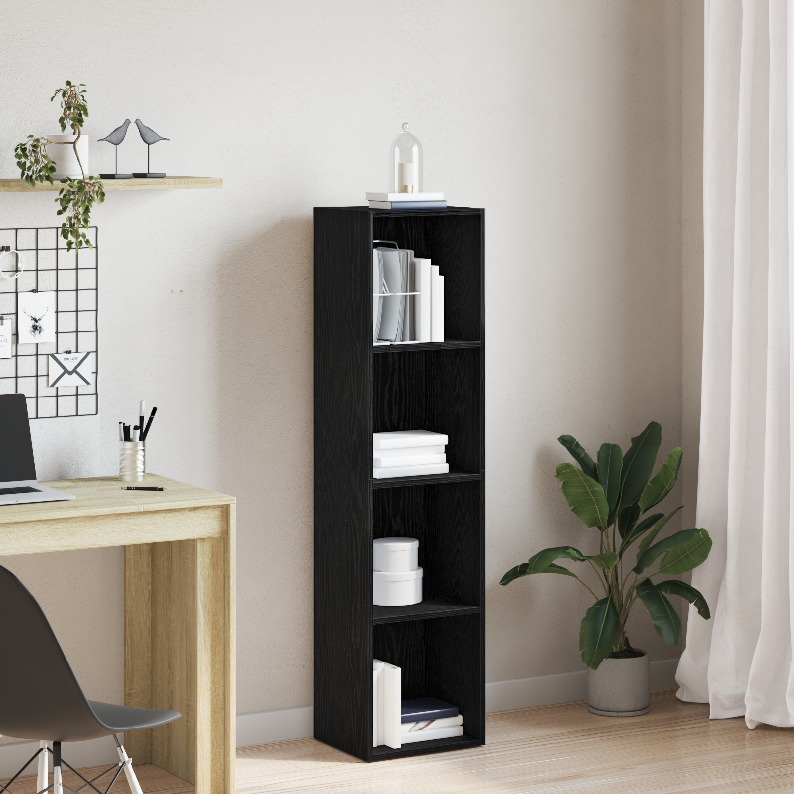 | Gabinete de livros | carvalho preto 36 x 30 x 143 cm