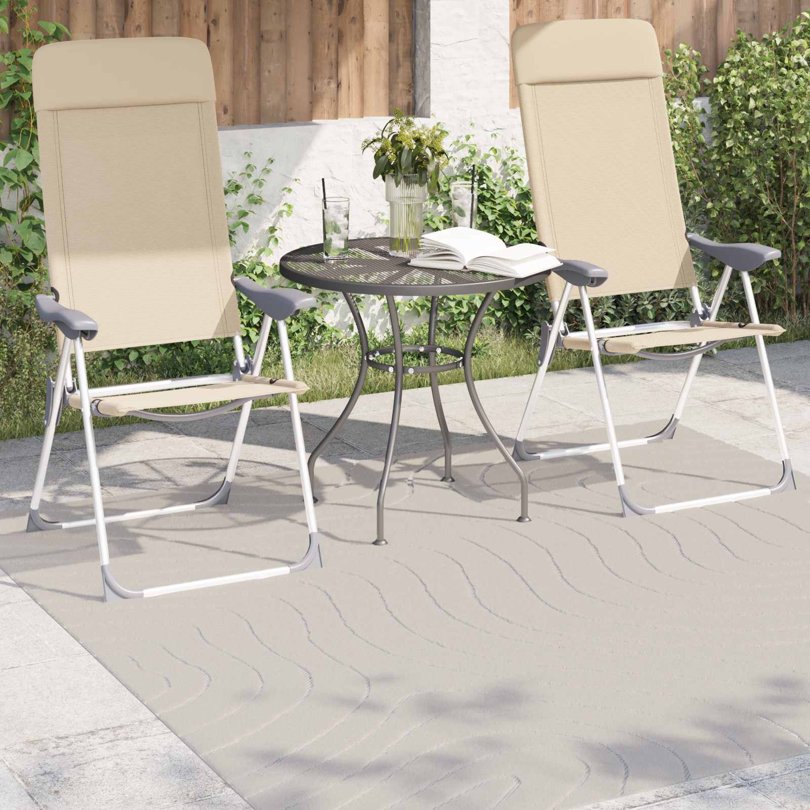 Tapetes de área quadrado palmeras creme 120 x 120 cm poliéster
