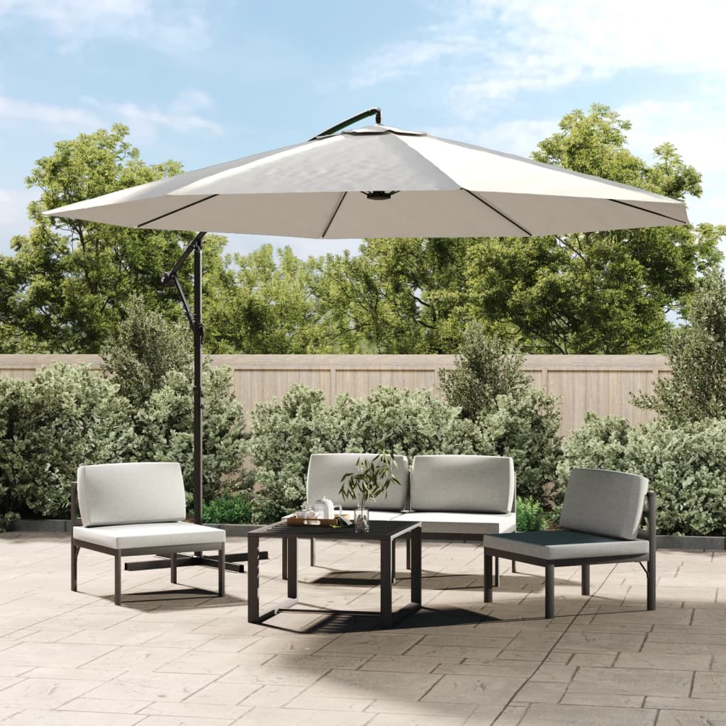 Guarda-sol de jardim cantilever 3,5 m branco areia
