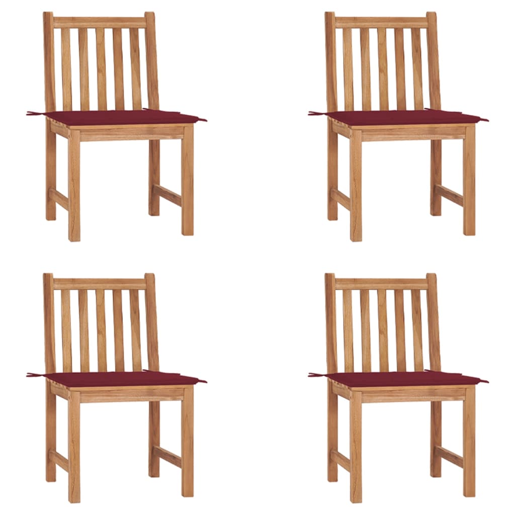 Cadeiras de jardim c/ almofadões 4 pcs madeira de teca maciça