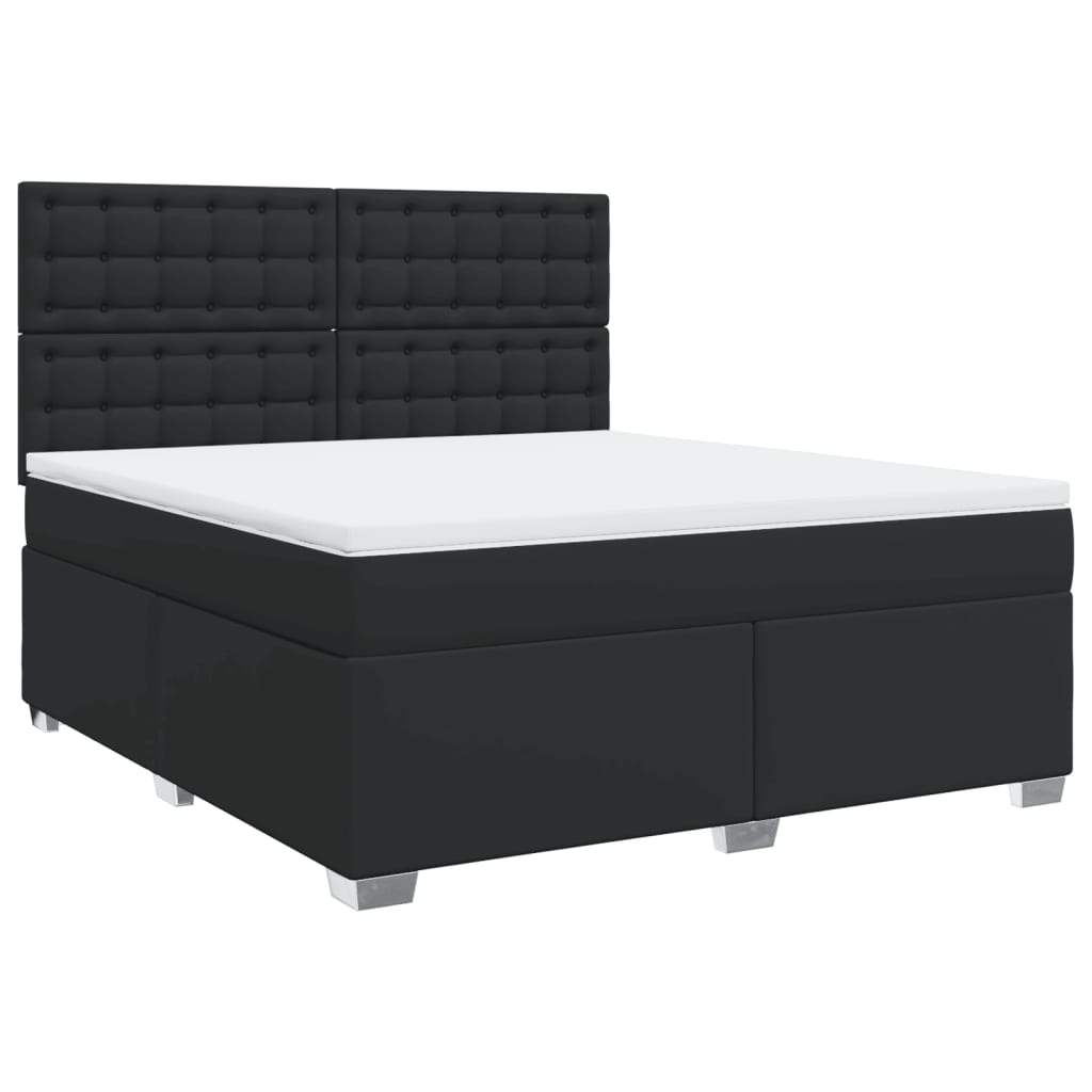 Cama com molas/colchão 180x200 cm couro artificial preto