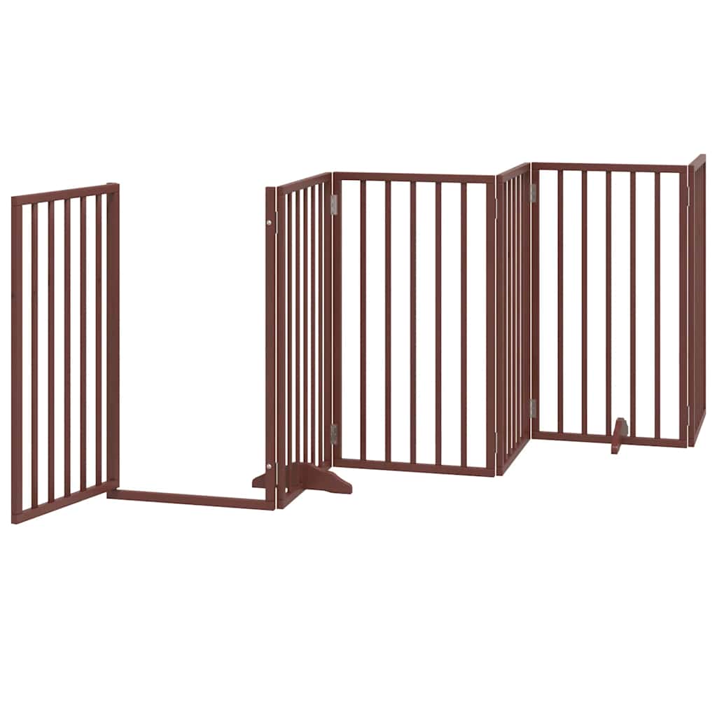 Portão cães c/ porta dobrável 15 painéis 750 cm álamo castanho
