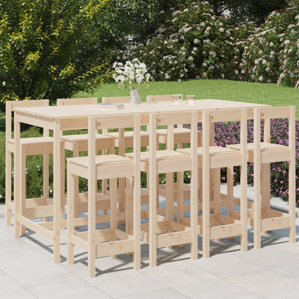 9 Pcs conjunto de bar para jardim pinho maciço