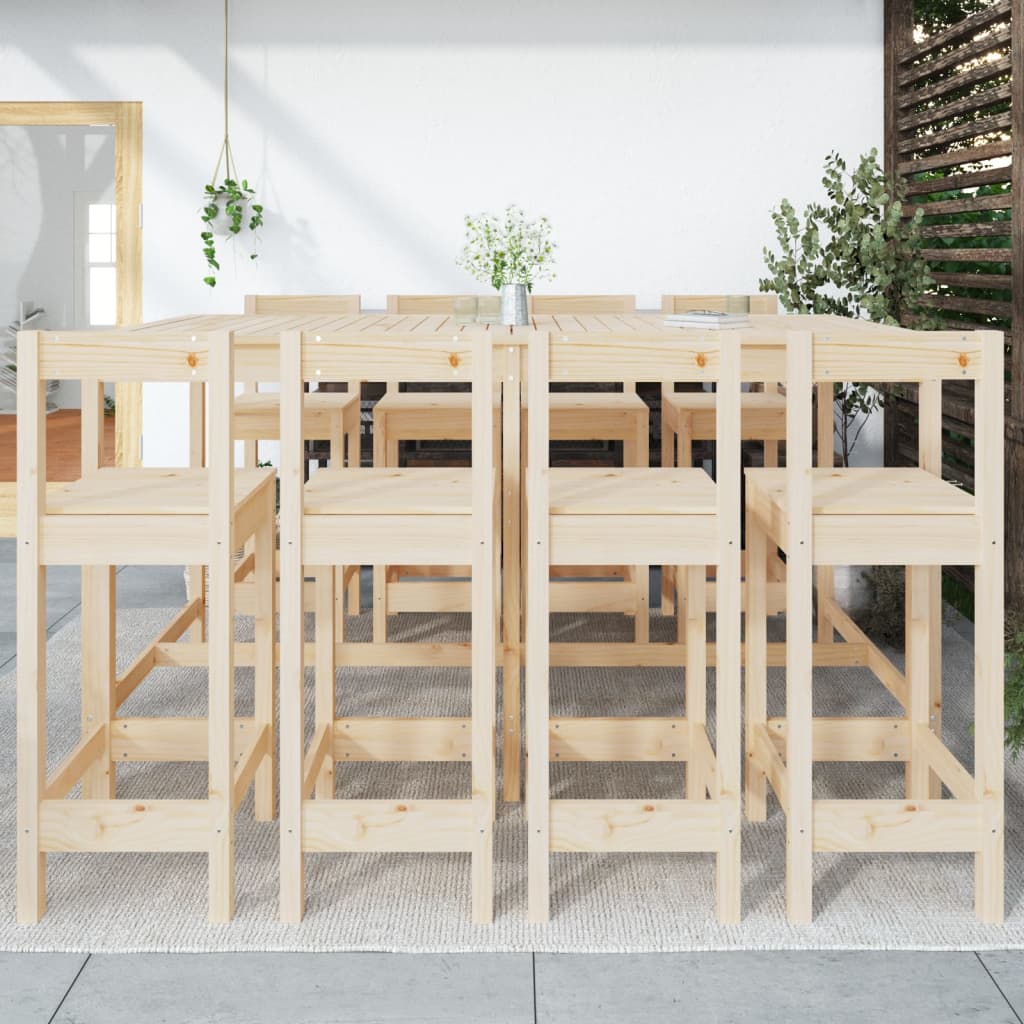 9 Pcs conjunto de bar para jardim pinho maciço