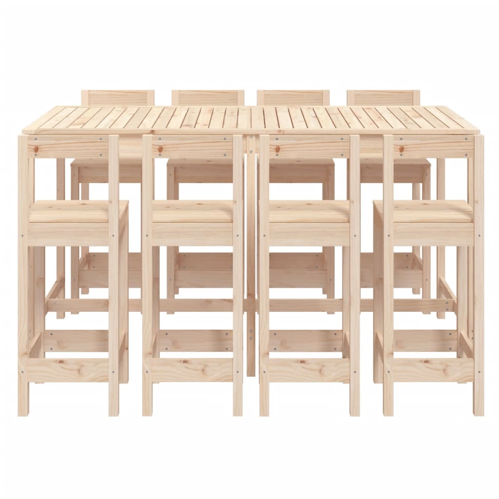 9 Pcs conjunto de bar para jardim pinho maciço